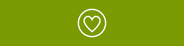 Onni -kaukolämmön valkoinen sydän ikoni vihreällä taustalla.