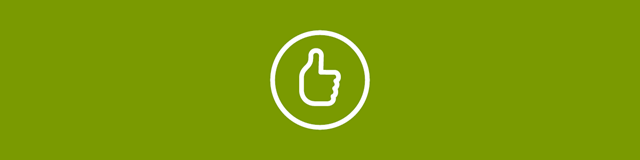 Onni-district heat service's white thumbs up -icon on a green background.