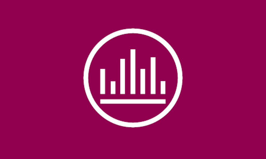 White graphic icon on burgundy background.