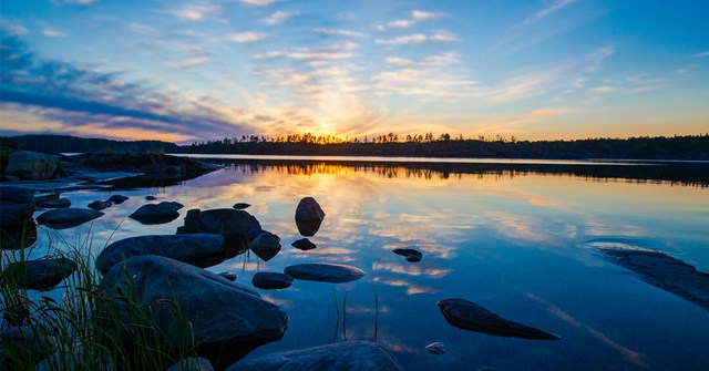 Lake at sunset.