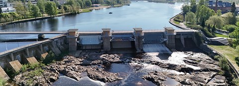 Merikosken patouoma kuvattuna ilmasta käsin toukokuussa 2024. 
