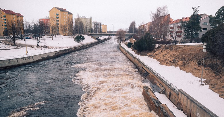 Näkymä Merikoskesta talvella. 