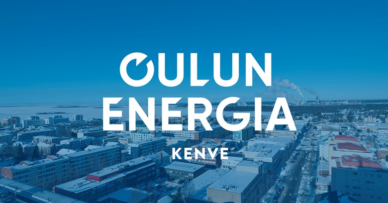 The image shows an aerial view of Kemi, along with the new name and logo introduced as part of Kemin Energia ja Vesi Oy’s rebranding: Oulun Energia Kenve Oy.