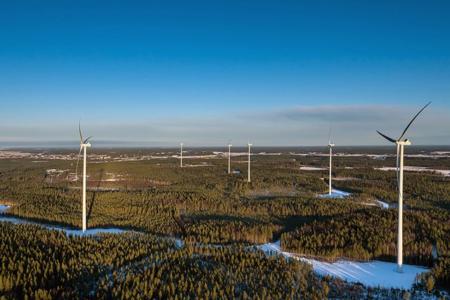 Windmills in the Lestijärvi wind farm.
