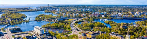Aerial view of Oulu in summer.